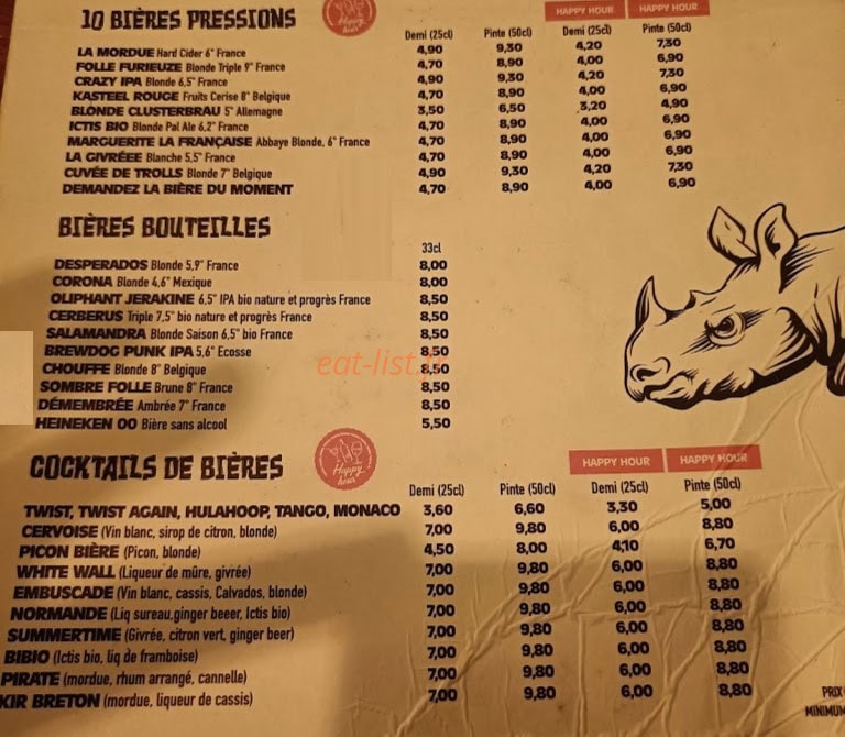 Rhinocéros — carte page 1