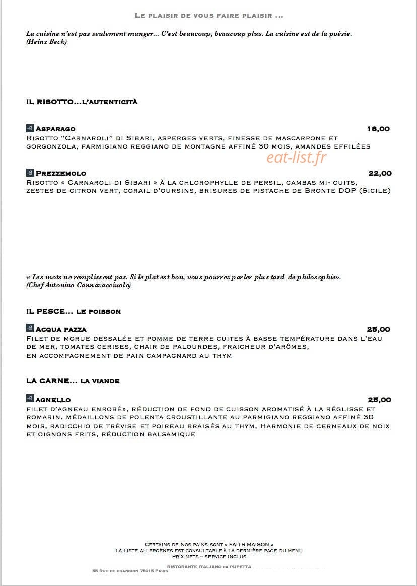 Ristorante Italiano da Pupetta — carte page 4