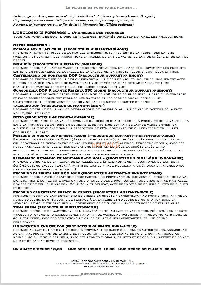 Ristorante Italiano da Pupetta — carte page 5