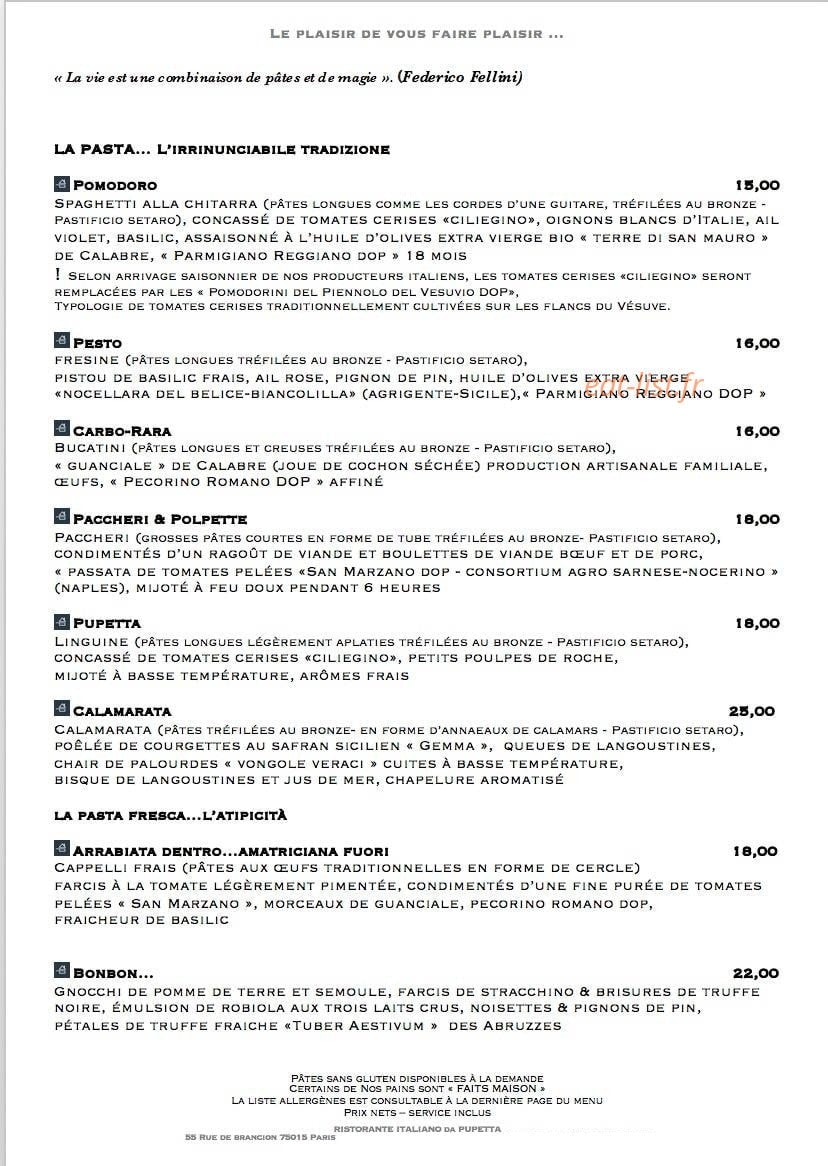 Ristorante Italiano da Pupetta — carte page 3