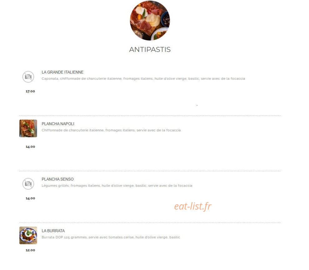 Senso Pizza — carte page 1
