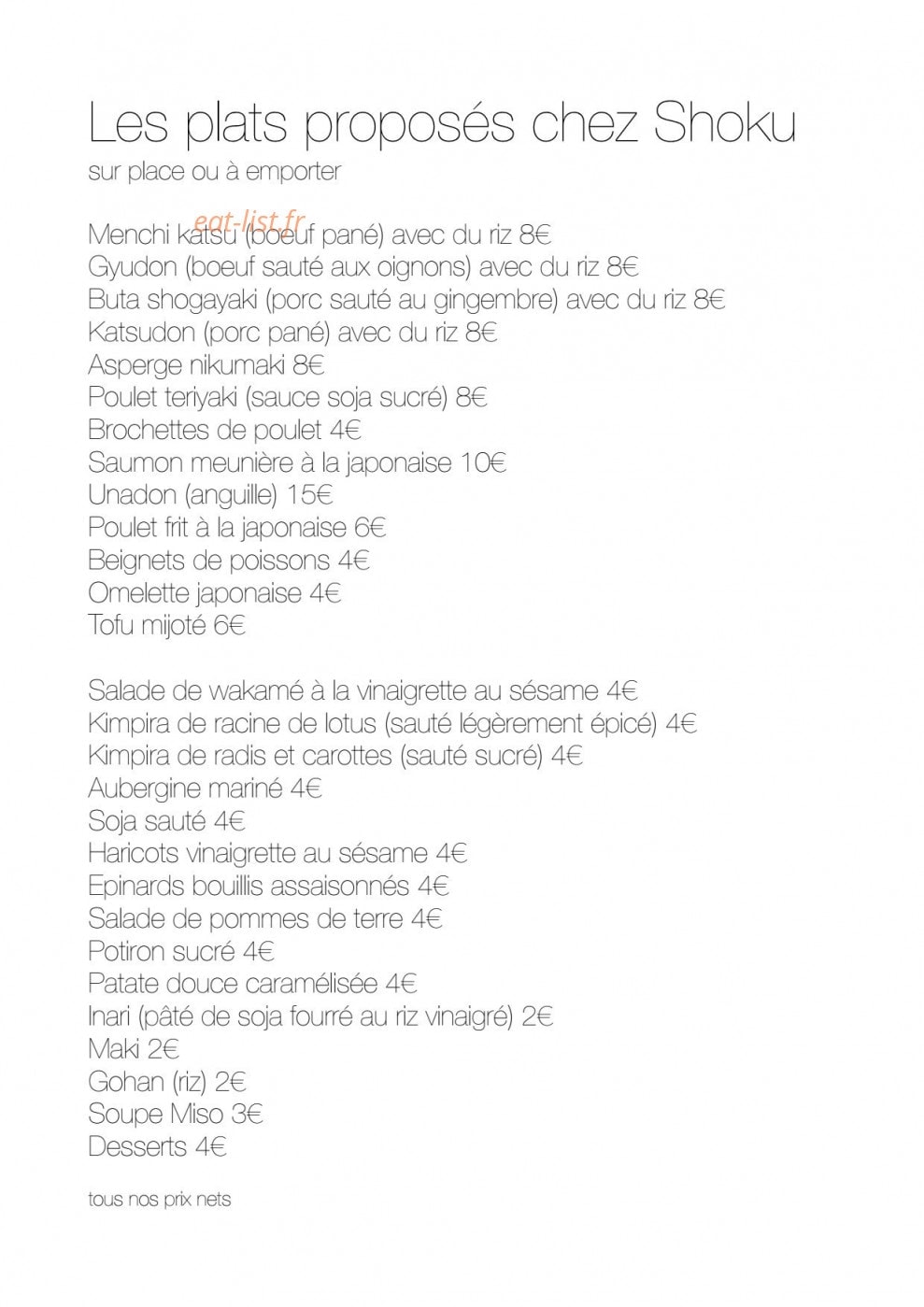 Shoku — carte page 1
