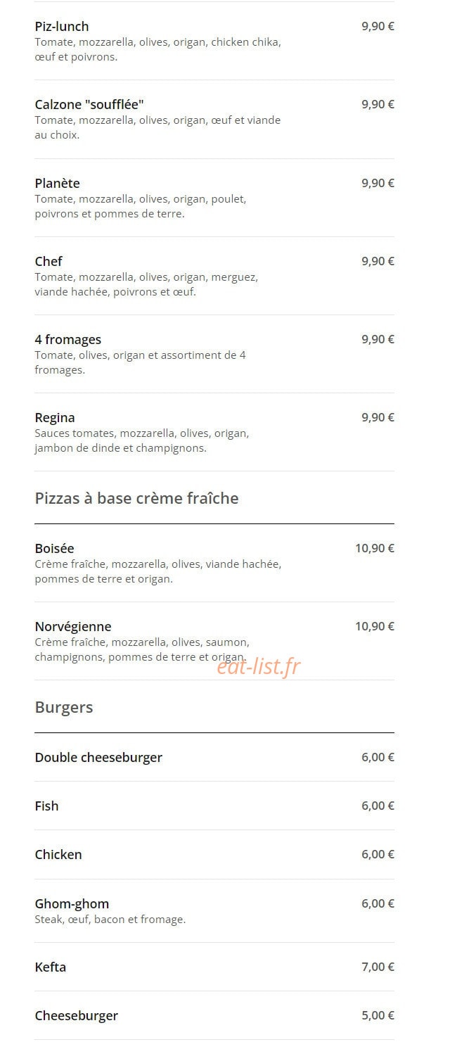 Space Lunch — carte page 6