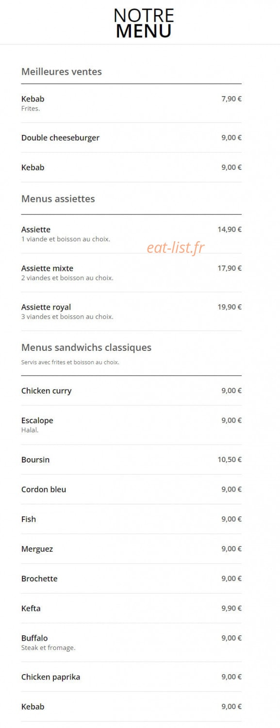 Space Lunch — carte page 1