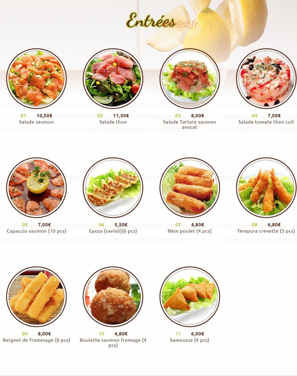 Sushi Gare — carte page 1