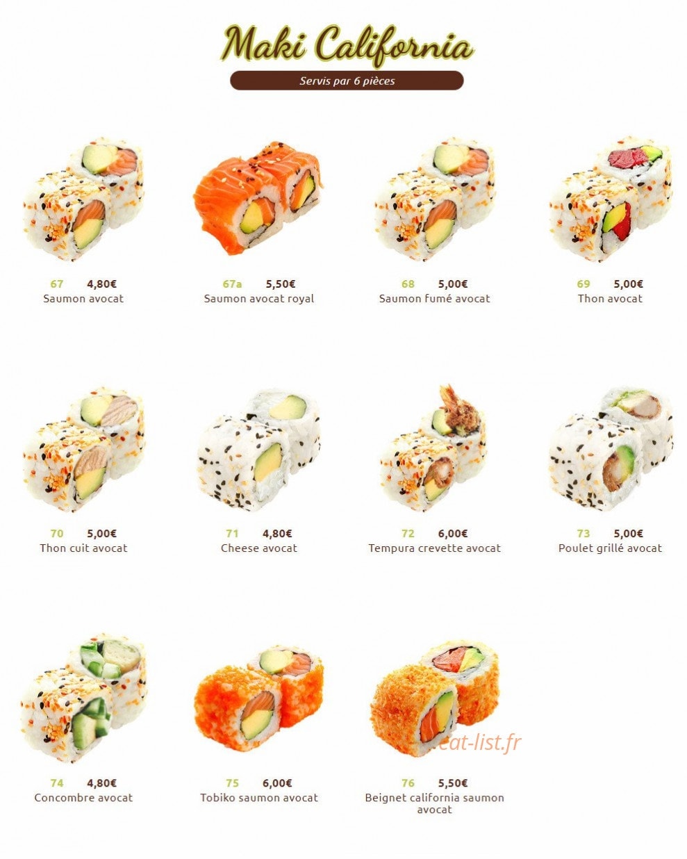 Sushi Gare — carte page 8