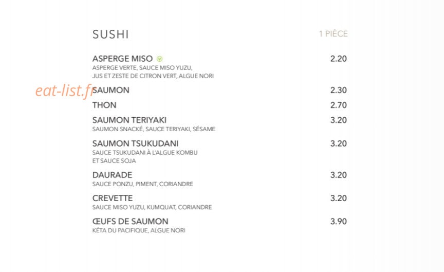 Sushi Shop — carte page 19