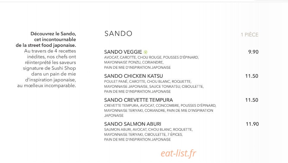 Sushi Shop — carte page 15