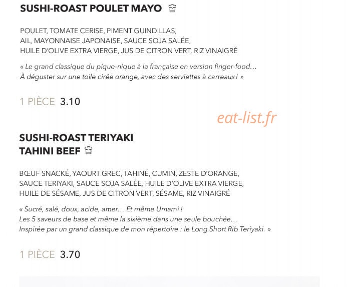 Sushi Shop — carte page 6