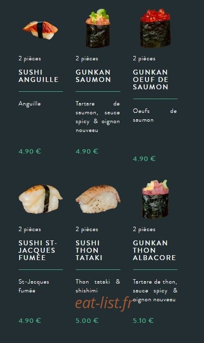 Sushi soba — carte page 36