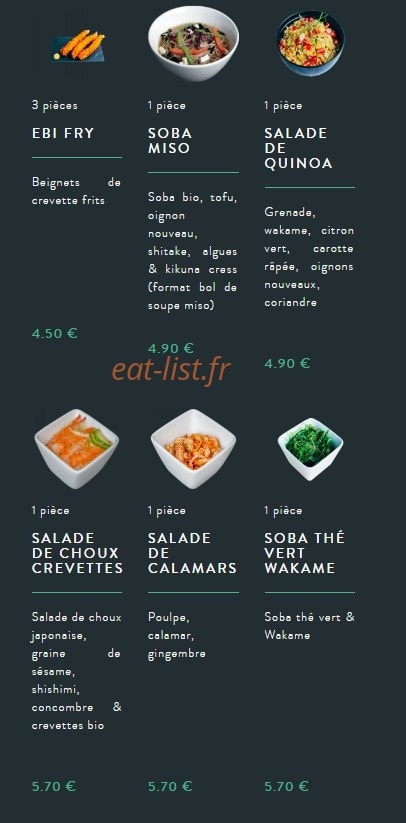 Sushi soba — carte page 18