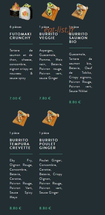 Sushi soba — carte page 40