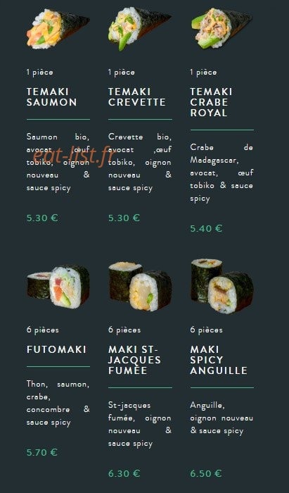 Sushi soba — carte page 39