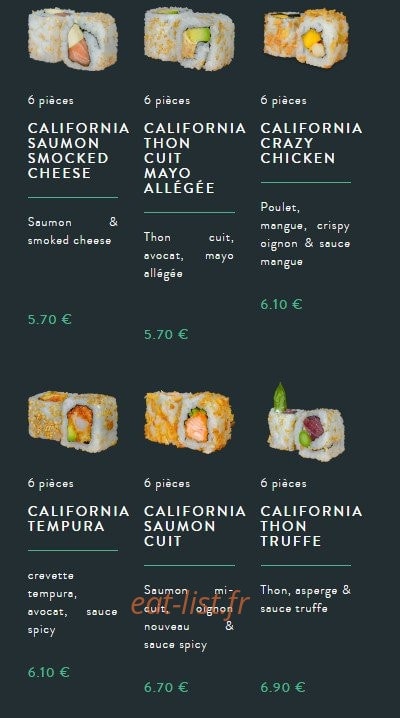 Sushi soba — carte page 8