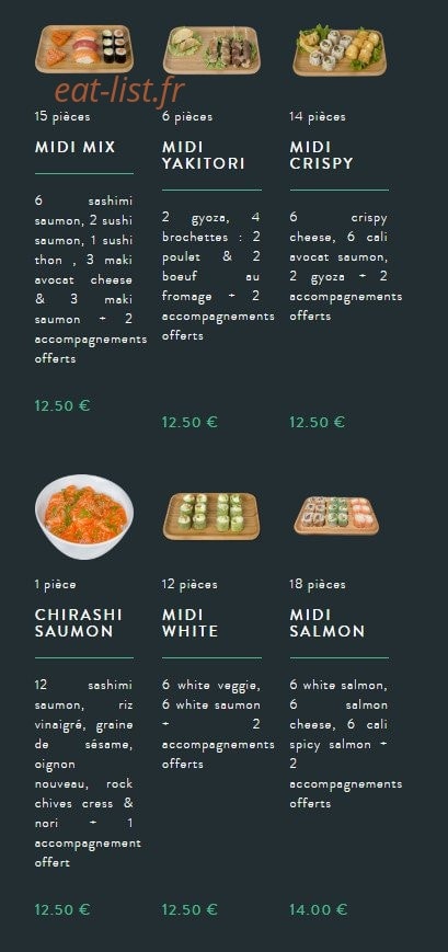 Sushi soba — carte page 20