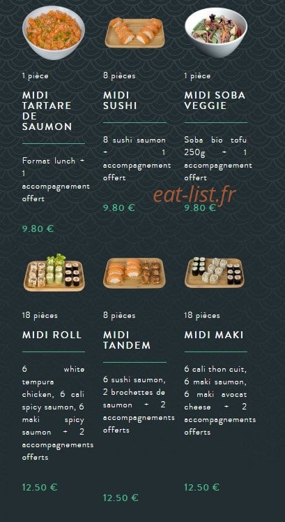 Sushi soba — carte page 19