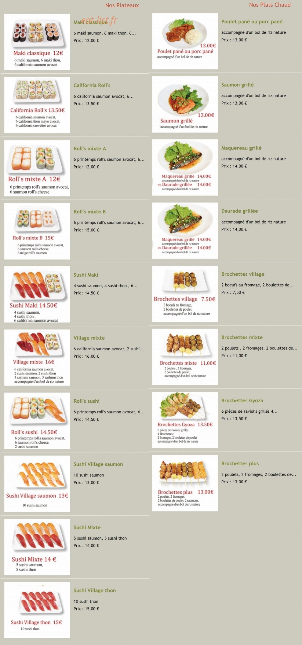 Sushi Village — carte page 8