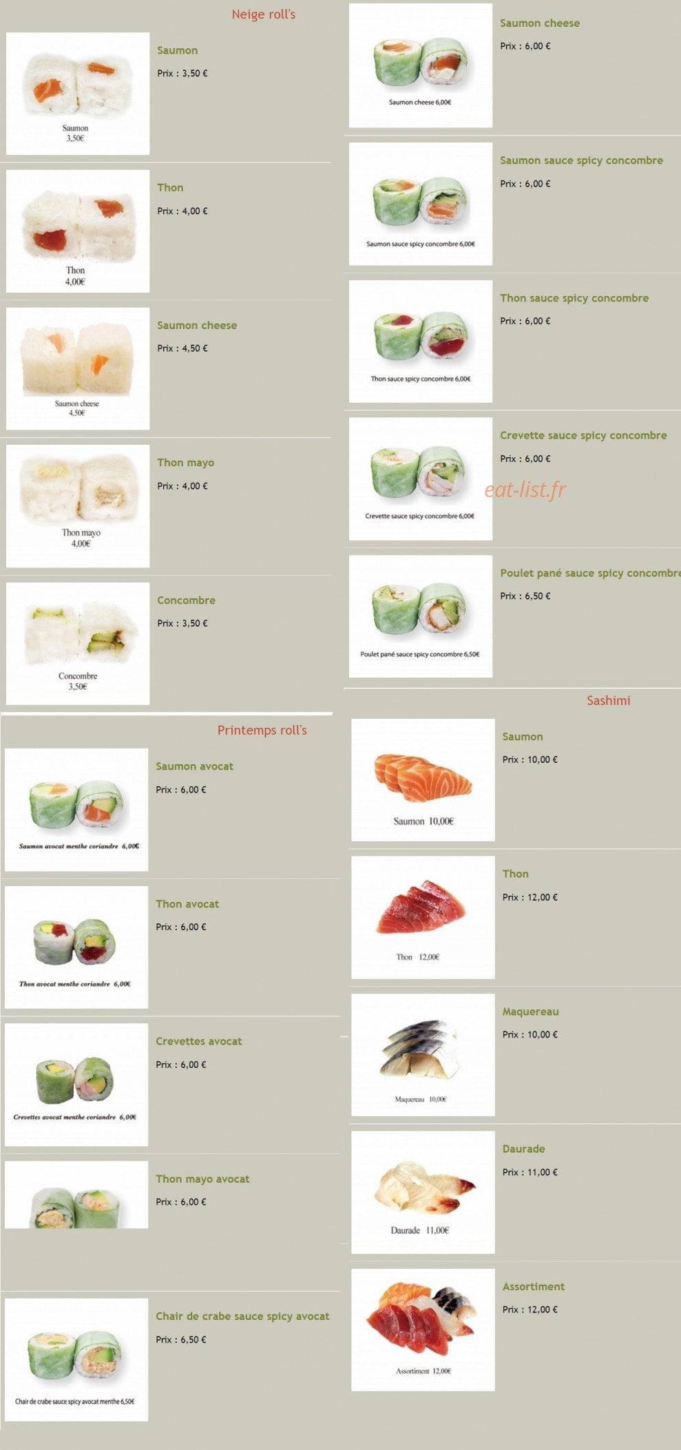 Sushi Village — carte page 3