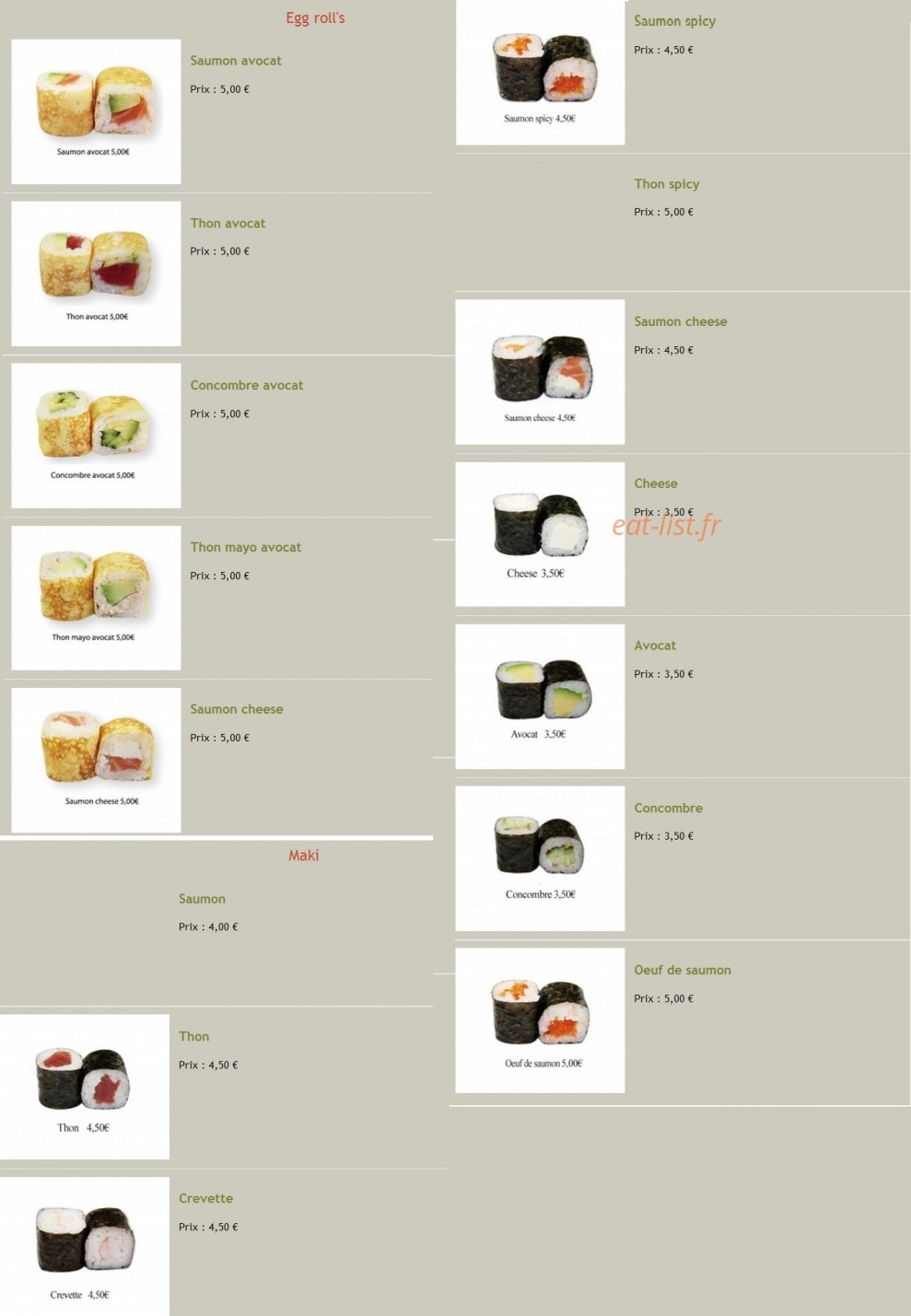 Sushi Village — carte page 2
