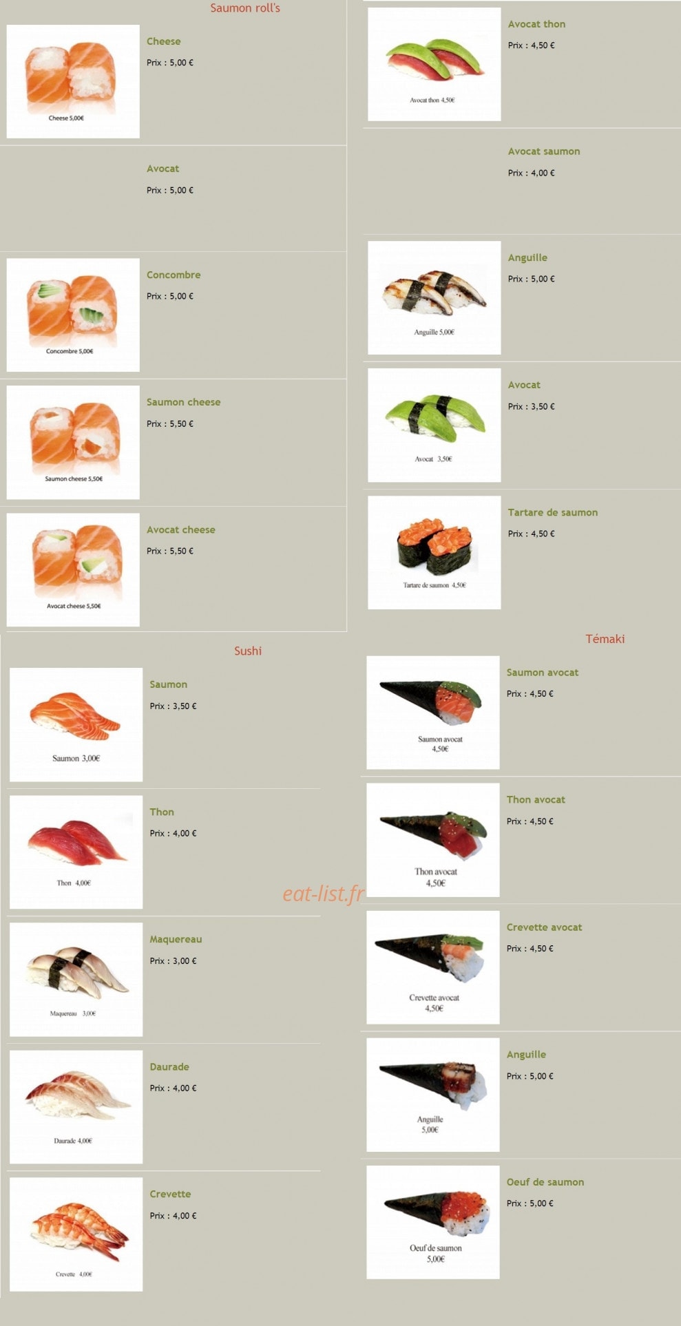 Sushi Village — carte page 4