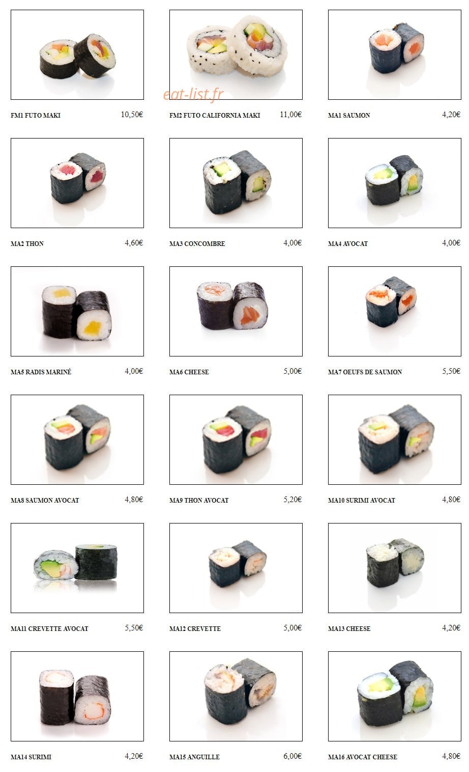 Tokyo Sushi — carte page 8