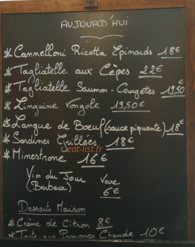 Trattoria Silvano — carte page 1