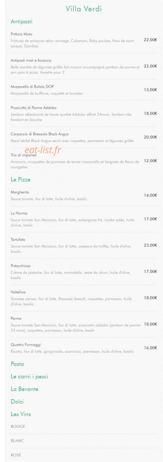 Villa Verdi — carte page 1