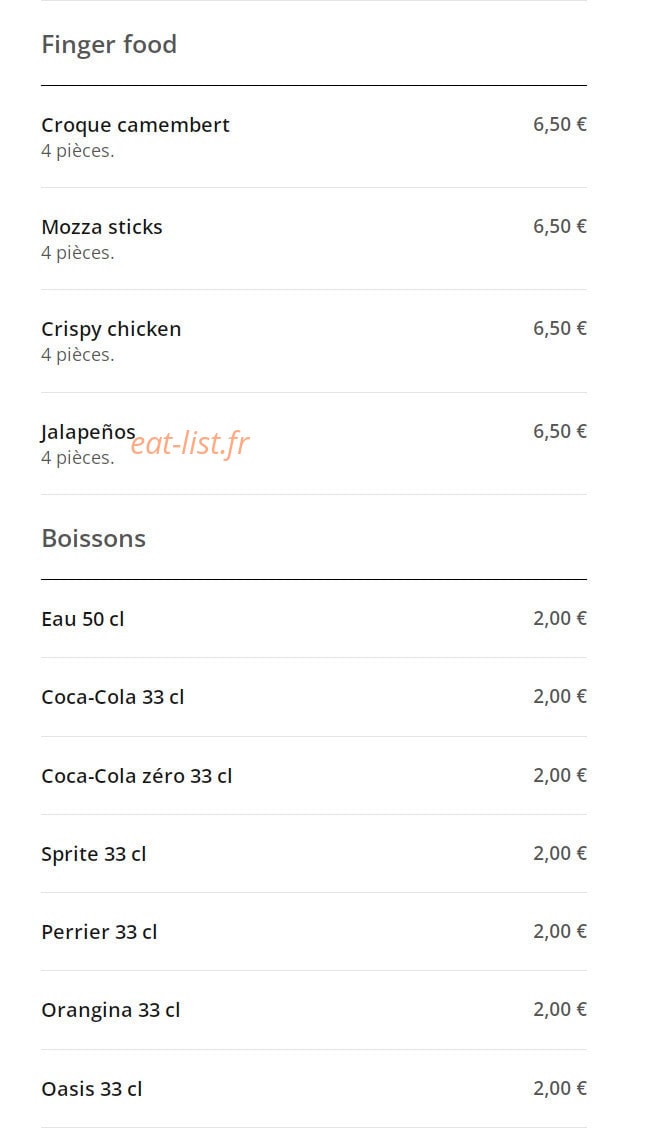 XV burger — carte page 2