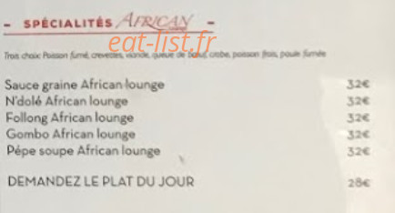 African Lounge Suite — carte page 4