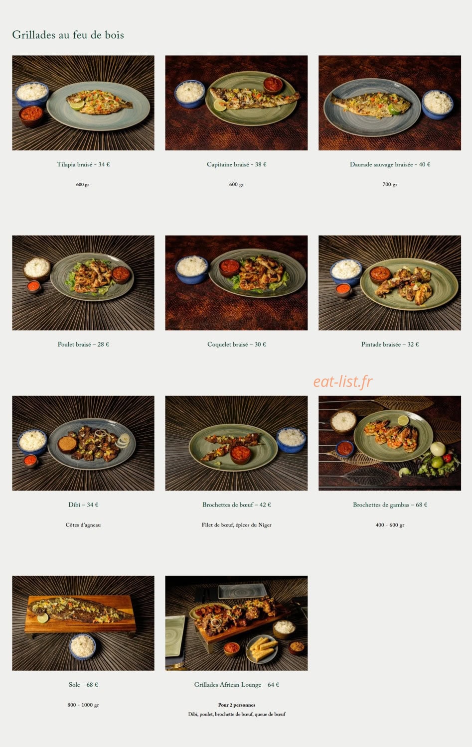 African lounge — carte page 2