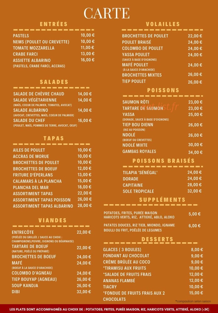 Albarino Passy — carte page 1