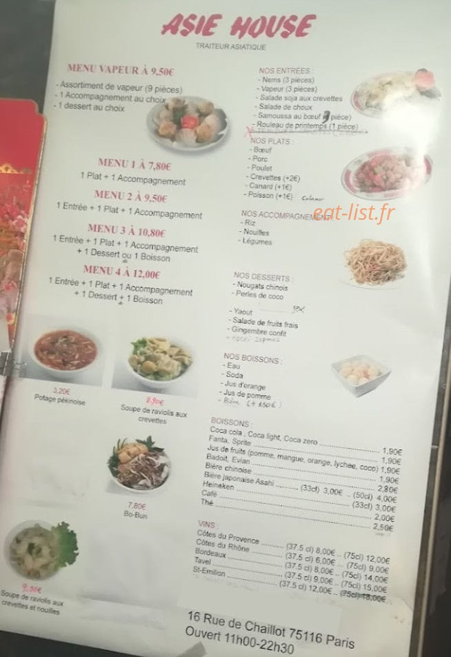 Asie House — carte page 1