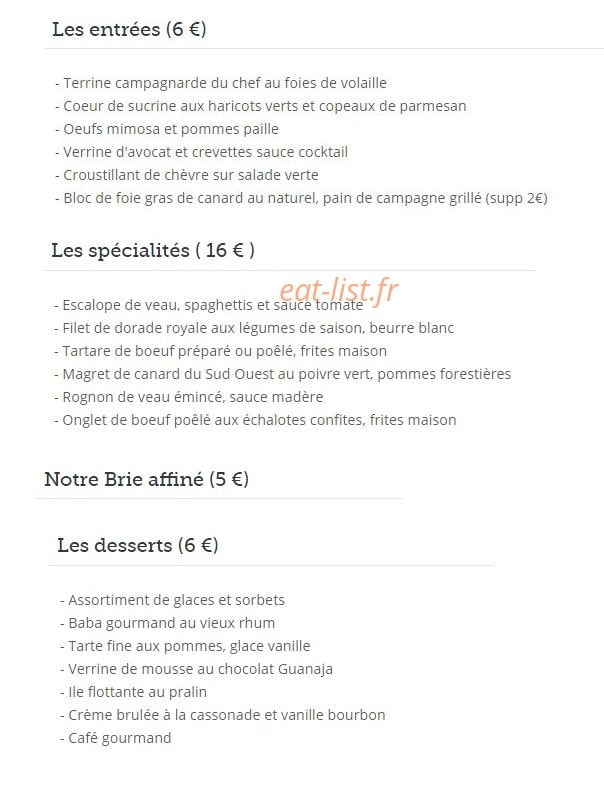 Auberge du Mouton Blanc — carte page 1