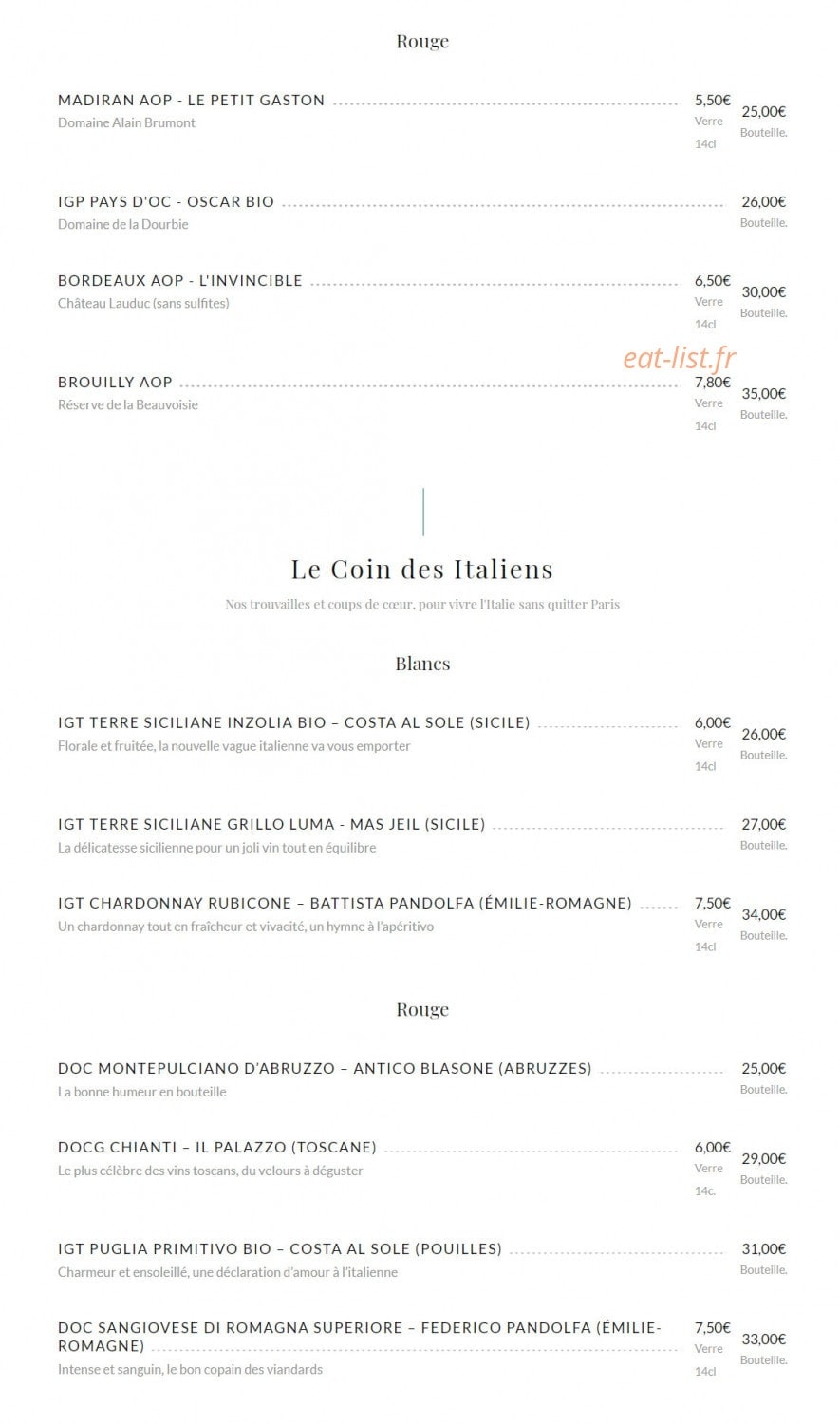 Auteuil Brasserie — carte page 14