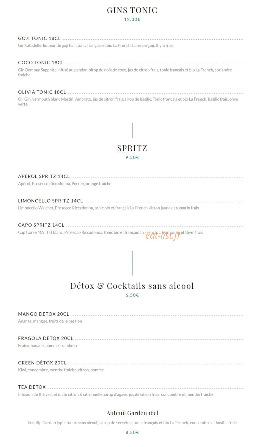 Auteuil Brasserie — carte page 7