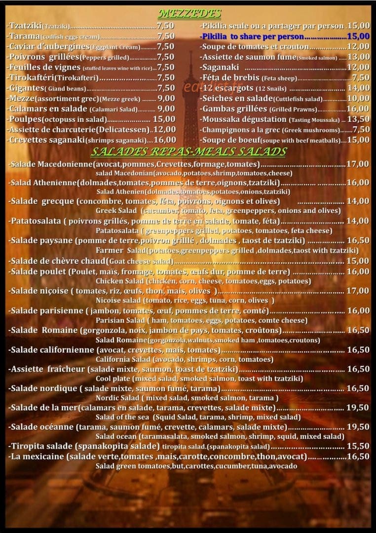 Bistro Bassano — carte page 1