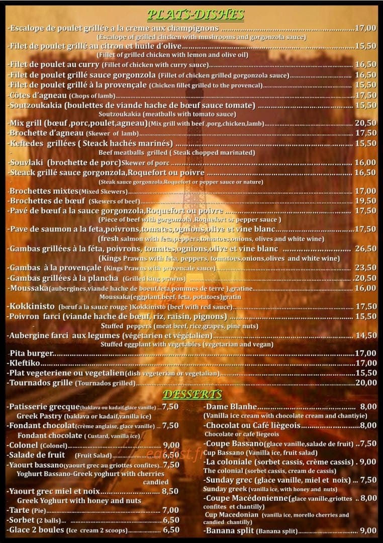 Bistro Bassano — carte page 2