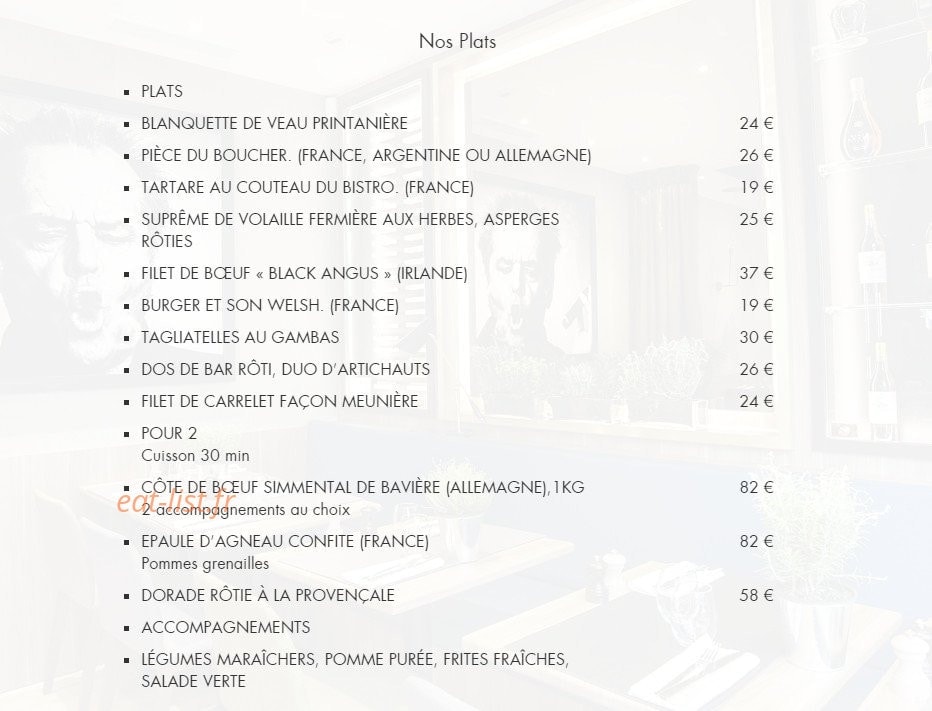 Bistro de L'Arc — carte page 2