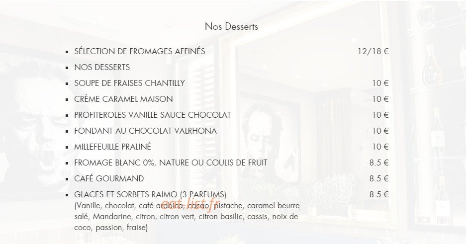 Bistro de L'Arc — carte page 3