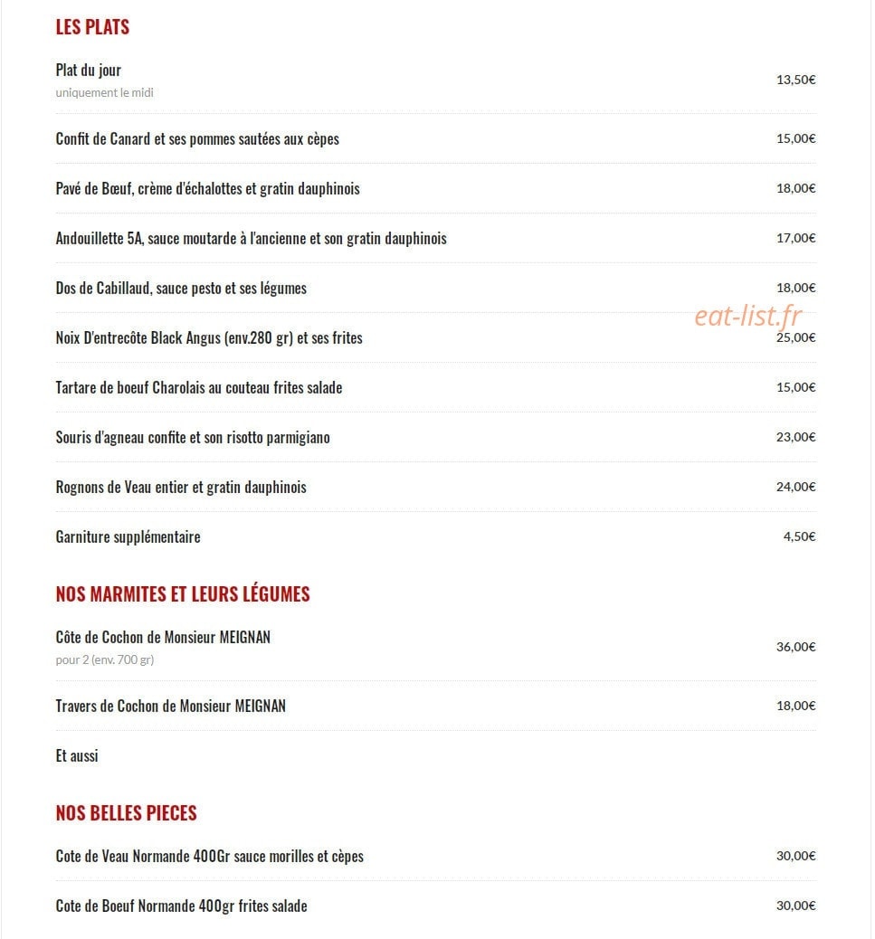 Bistrot Blériot — carte page 2