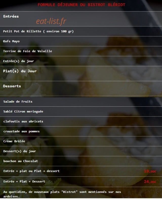 Bistrot Bleriot — carte page 5