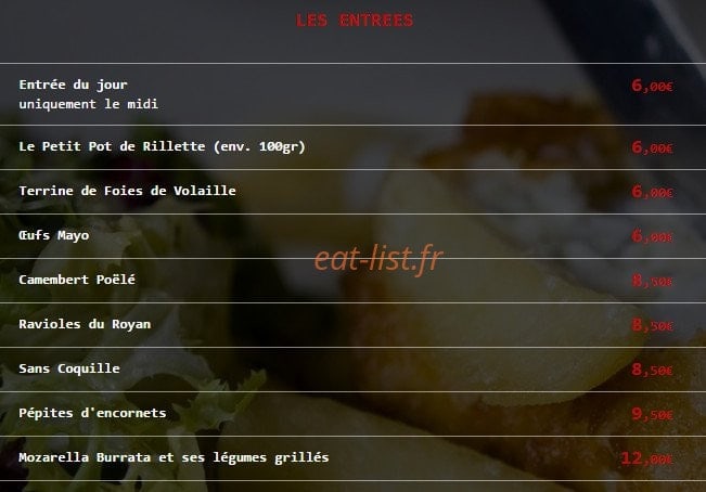 Bistrot Bleriot — carte page 1