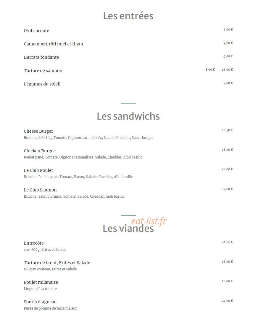 Café 55 — carte page 1