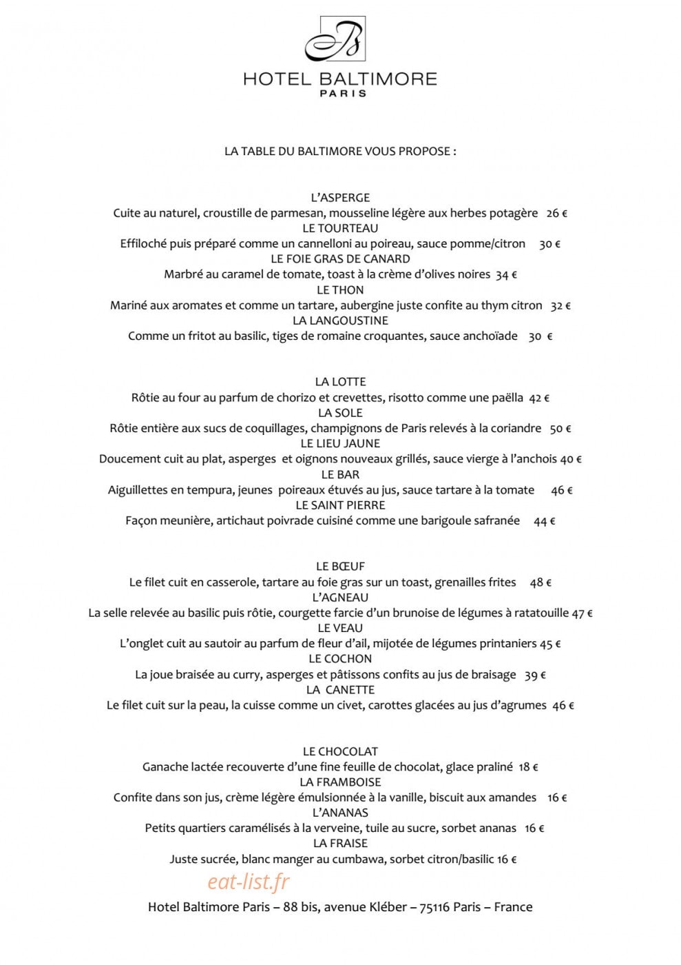 Carte Blanche — carte page 1