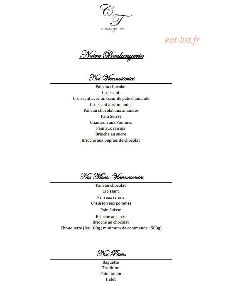 Charles Traiteur — carte page 8