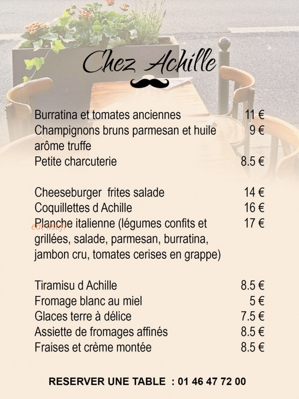 Chez Achille — carte page 1