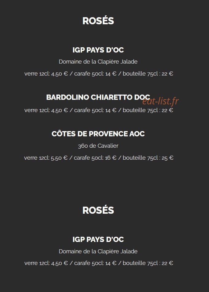 Chez Arlette — carte page 8