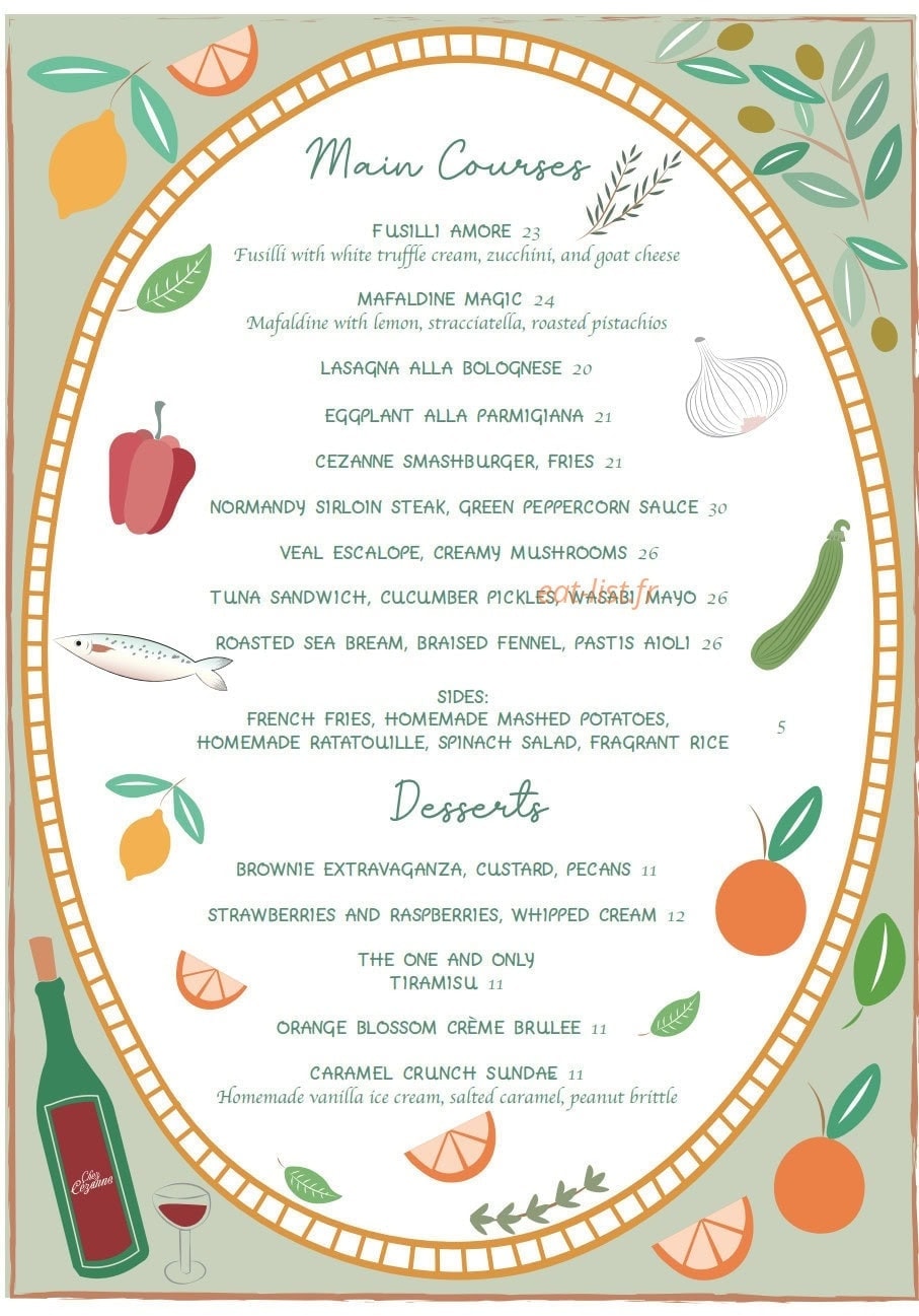 Chez Cézanne — carte page 6