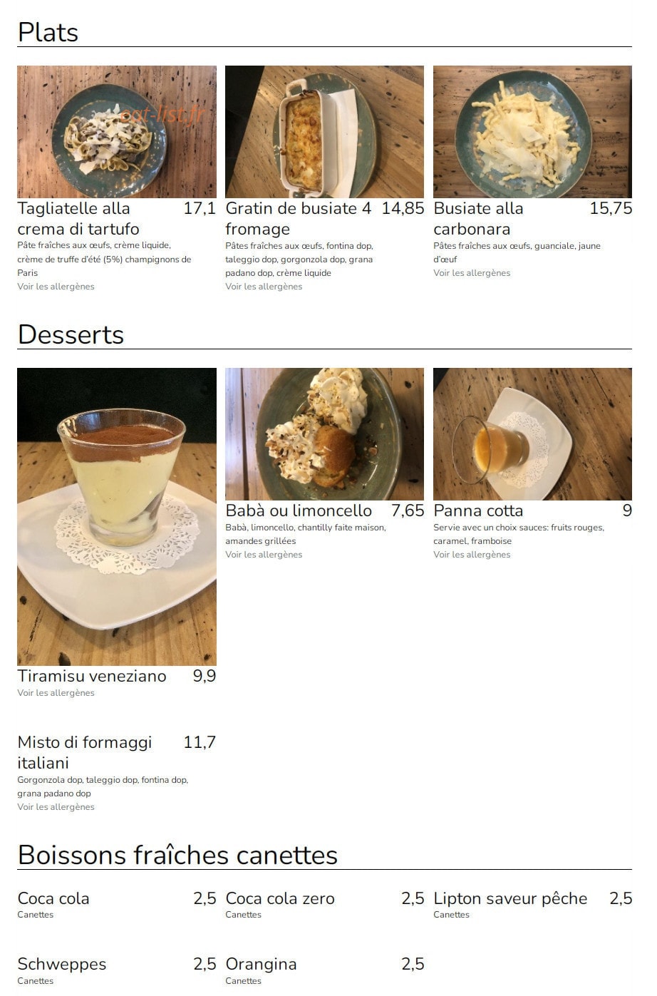 Chez Filiberto — carte page 9