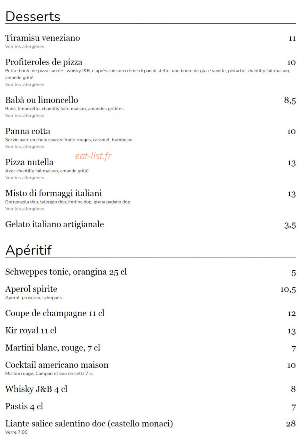 Chez Filiberto — carte page 4